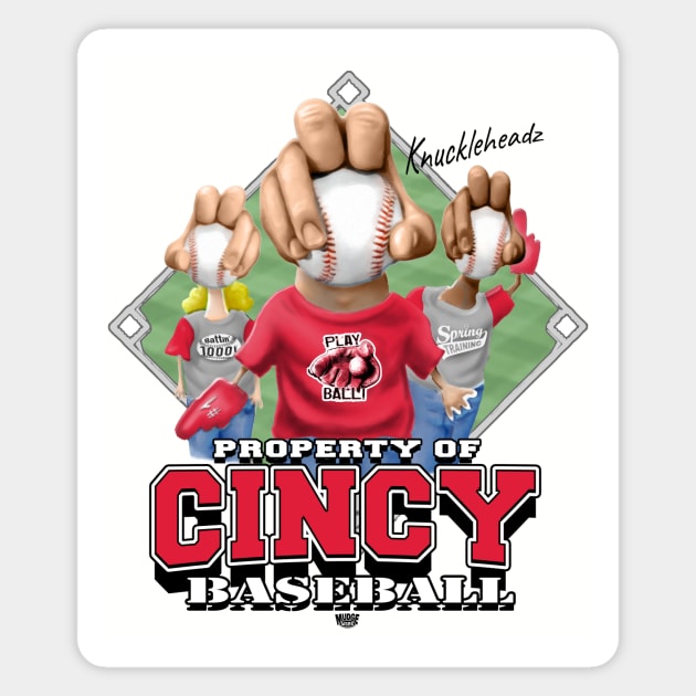 Knucklehead for Cincy Baseball Magnet by MudgeSportswear